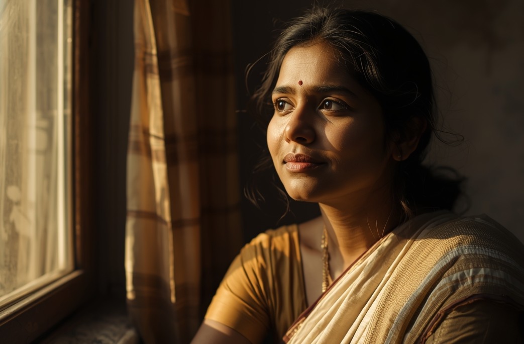 A person thinking of someone