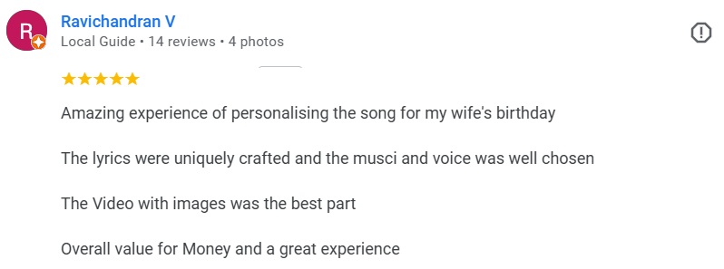 Anniversary personalised song testimonial