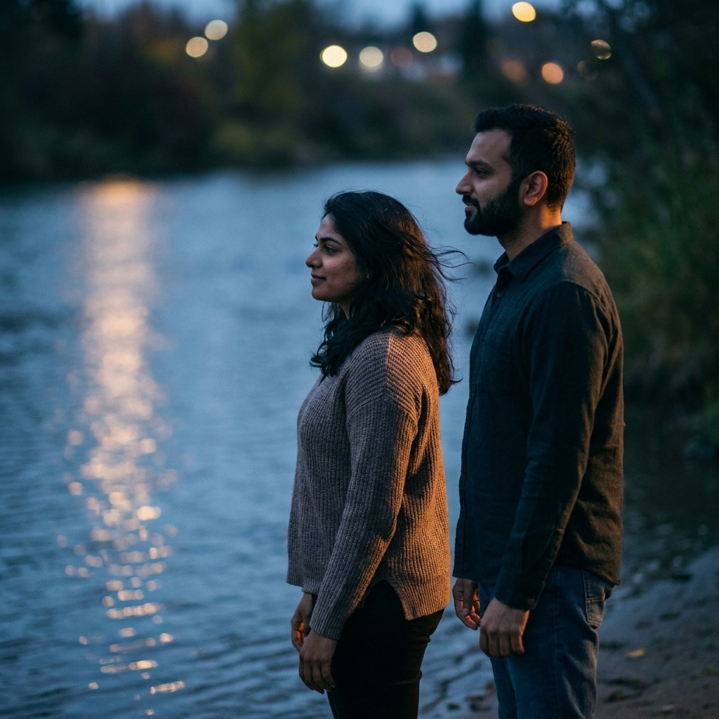 Couple by the river