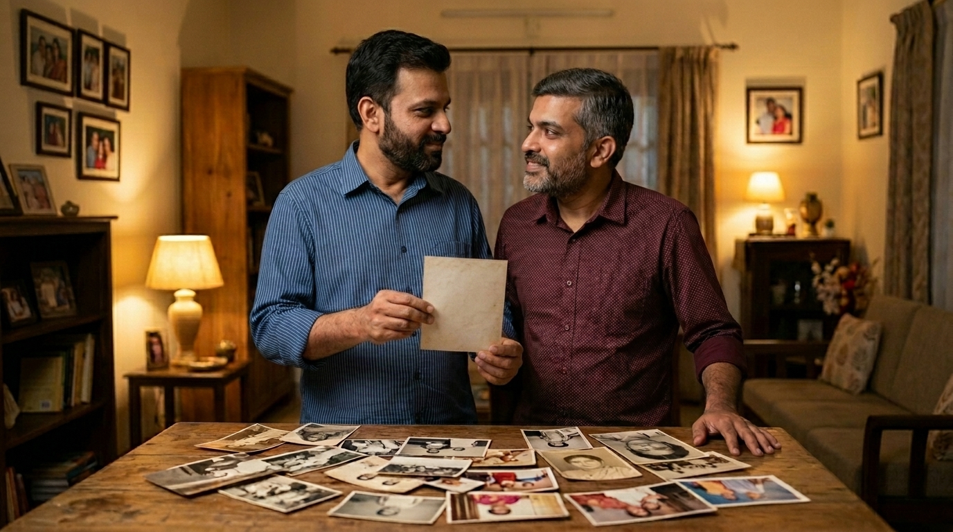 75th birthday gift for mother – family looking through cherished memories together